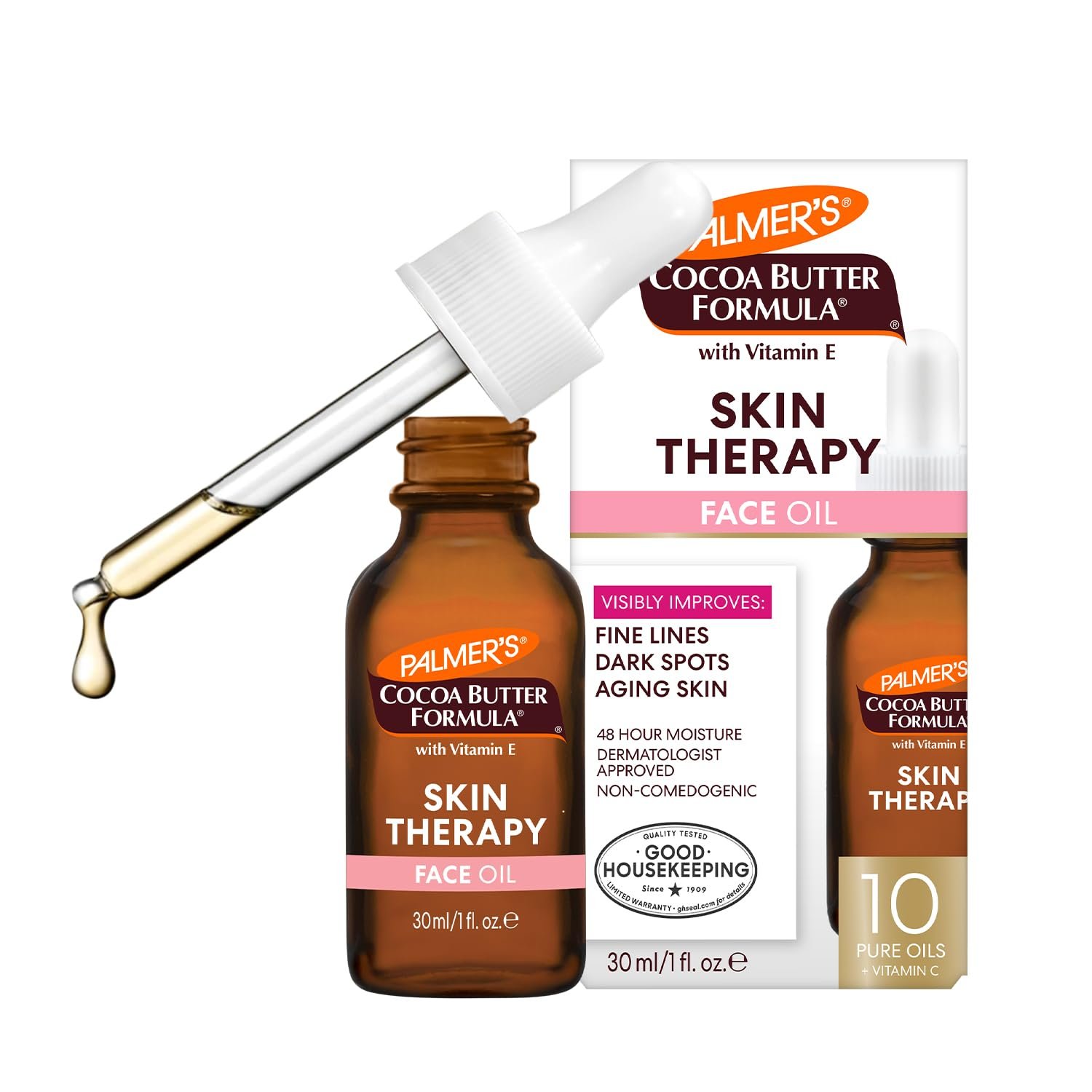 Palmer’s Skin Therapy Face Oil, Moisturizing Cocoa Butter Formula (1 Fl Oz) | Hydrating Face Moisturizer, Vitamin E, C & 10 Pure Facial Oil Blend, Helps Reduce Fine Lines & Dark Spots, Rosehip Fragrance