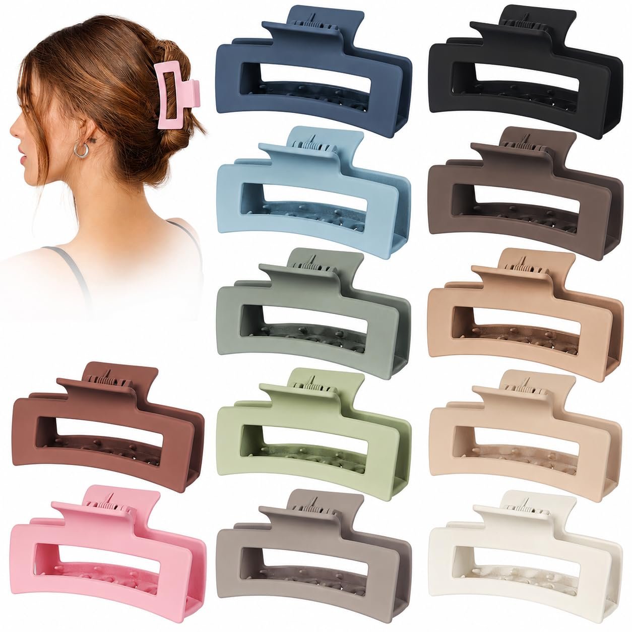 12 Pack Medium Hair Claw Clips for Women 3.5″ Strong Hold Non-Slip Claw Clips for Thick Thin Hair
