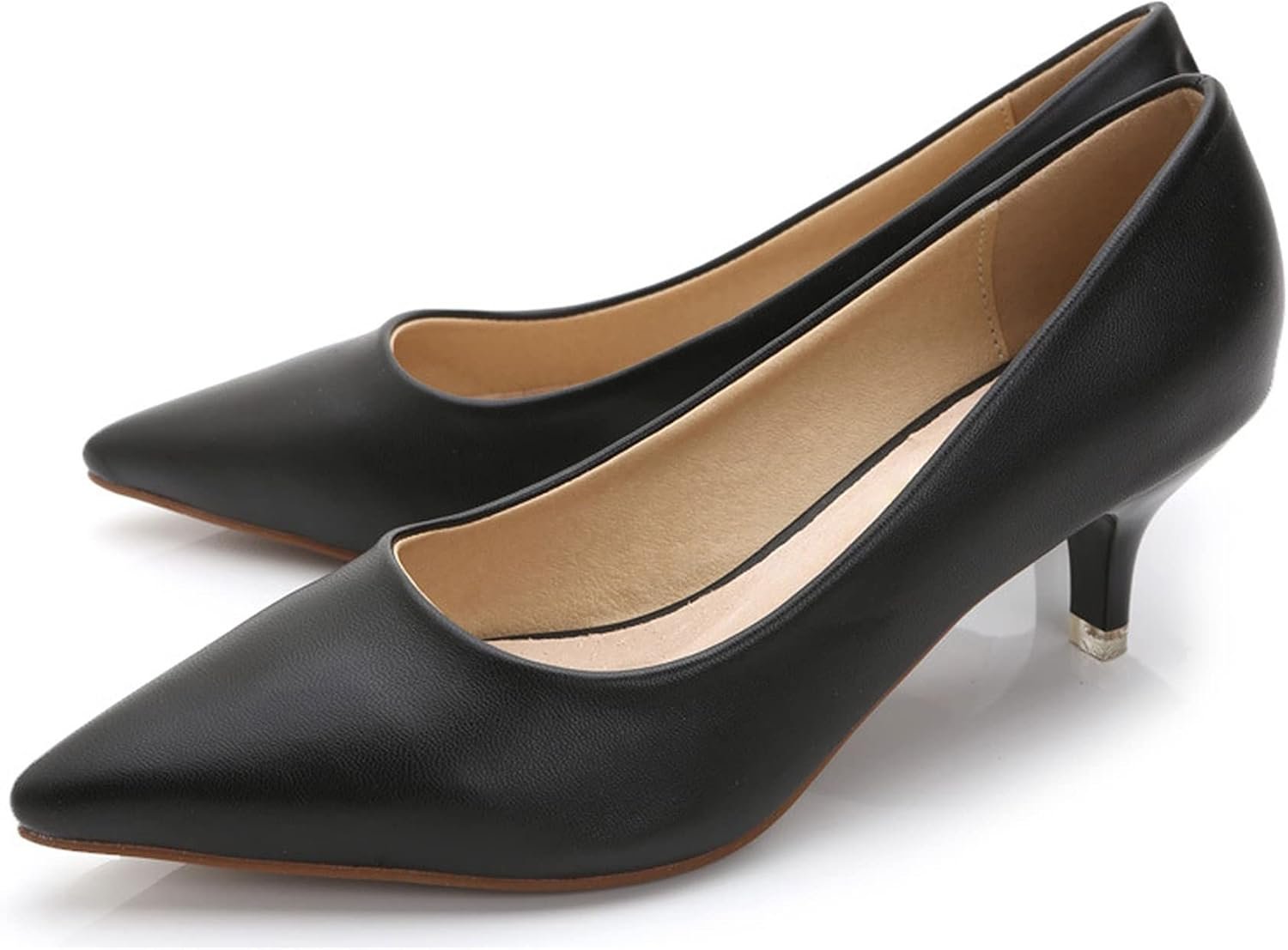 Women’s Low Kitten Heel Pumps Classic Fashion Dress Pumps Simple Heeled Shoes for Office Work