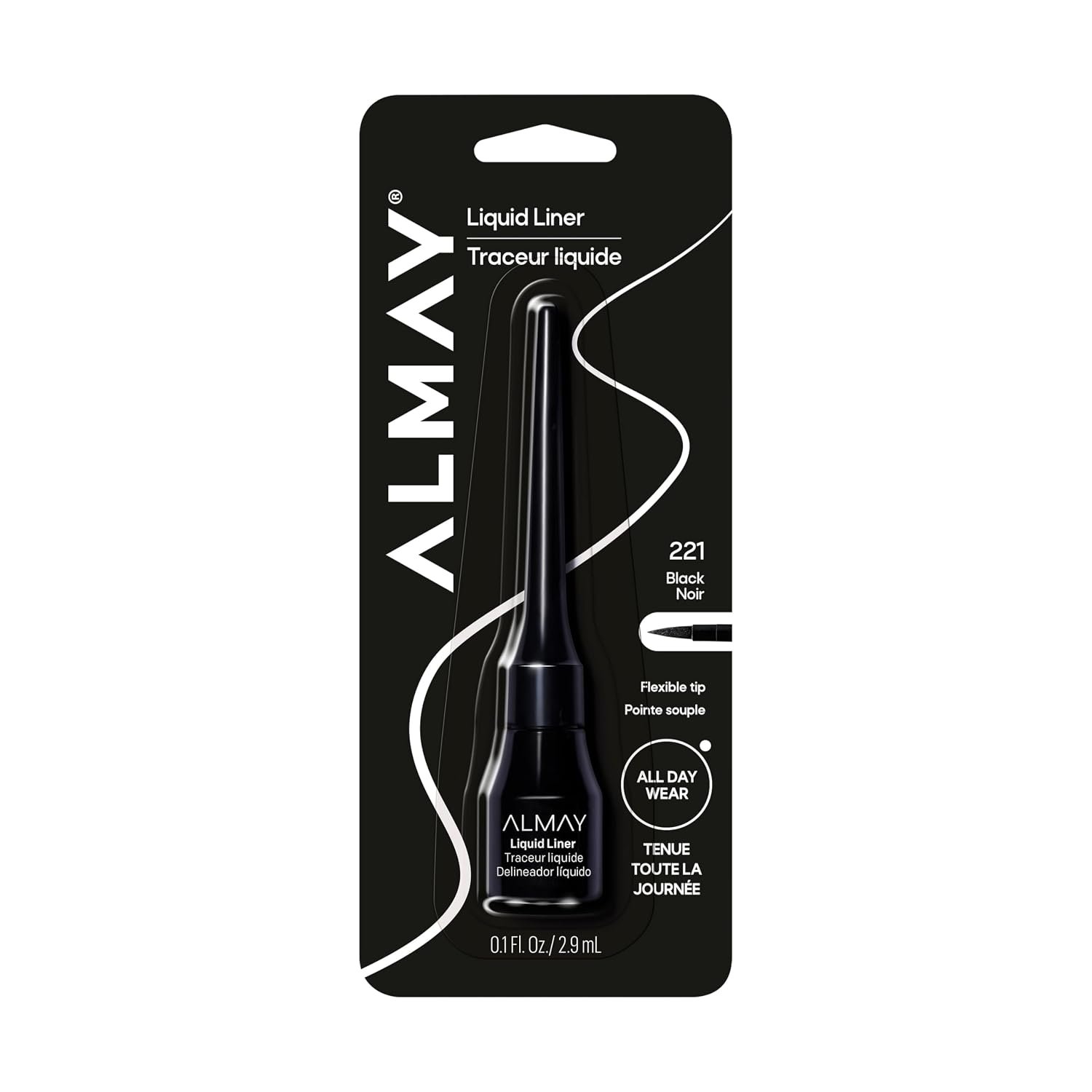 Almay Precision Tip Liquid Eyeliner, 221 Black, 1 Count | Precision liquid eyeliner glides on easily and provides rich, even color in one stroke. Wears up to 8HRS. Water-resistant.