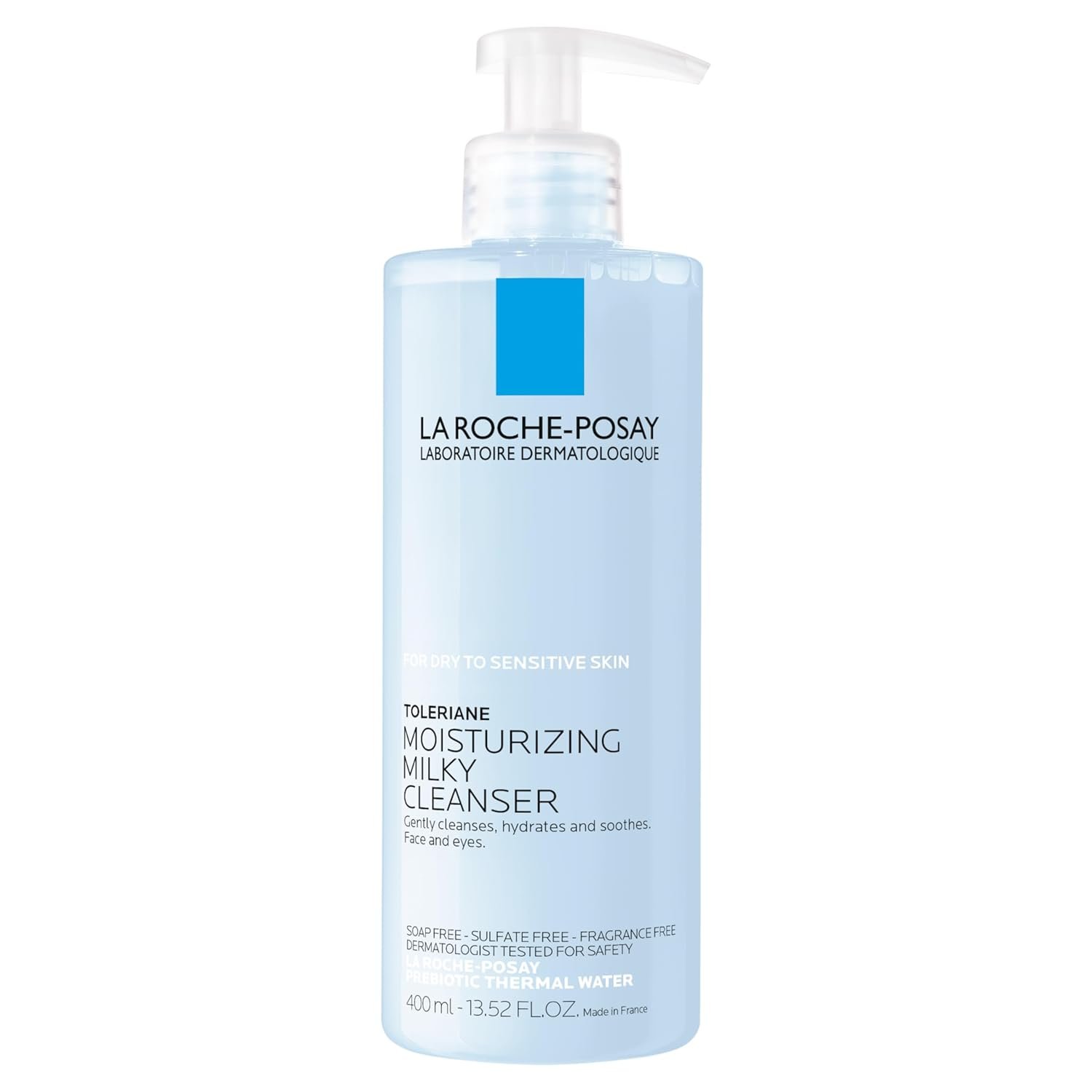 La Roche-Posay Toleriane Moisturizing Milky Cleanser with Glycerin, 13.5oz | Gentle face wash with glycerin for dry, sensitive, allergy-prone skin. Hydrating face cleanser & makeup remover cleanser.