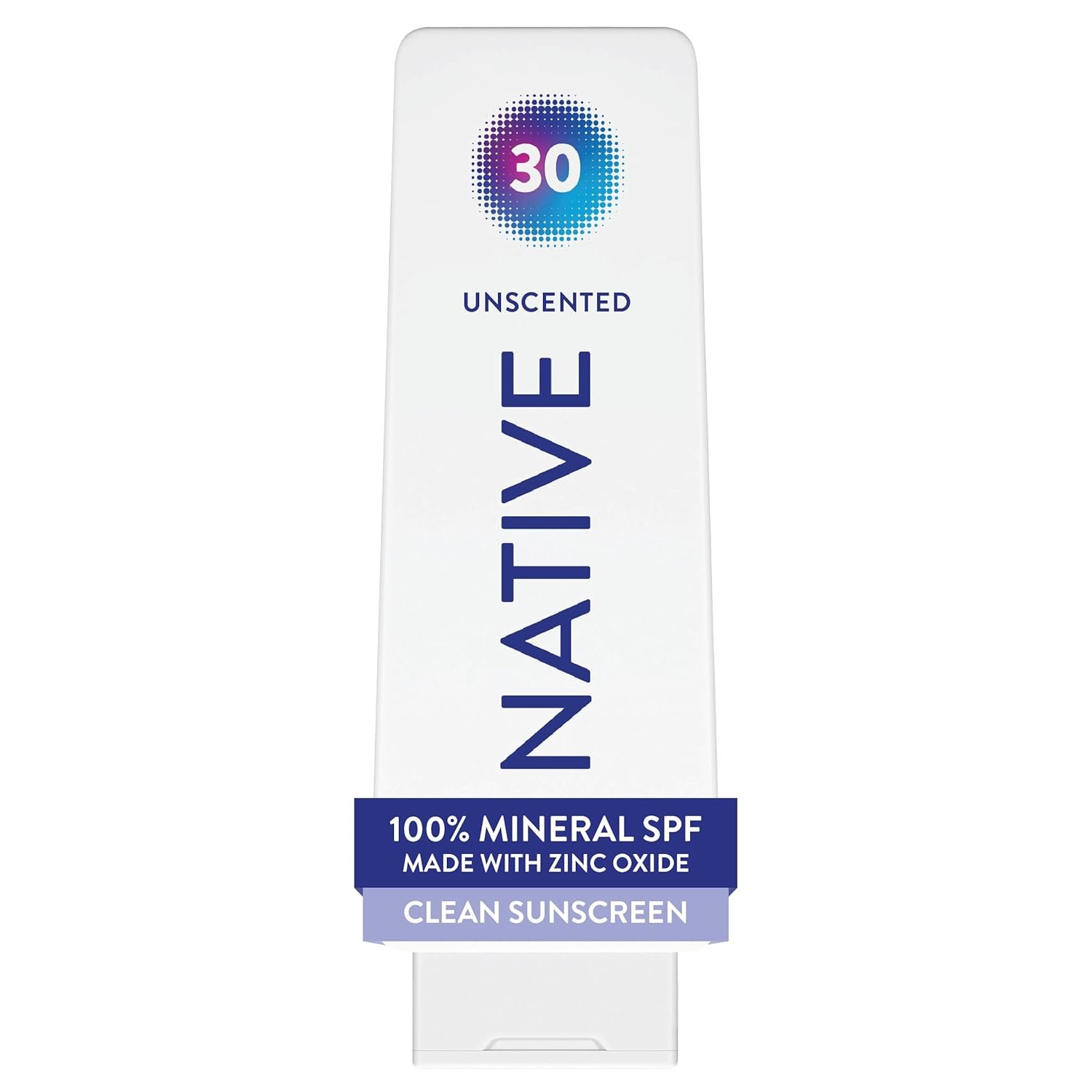 Native Mineral Sunscreen Lotion SPF 30, Unscented, with 100% Mineral Zinc Oxide for Face & Body, Hawaii Compliant, Vegan, No White Cast – 7 oz