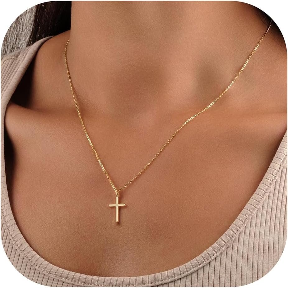 Turandoss 14K Gold Plated Cross Necklaces for Women Girls Jewelry Gifts | Infinity CZ Holy Mary Medal Cross Pendant Necklaces for Women Girls, Baptism Religious Faith Jewelry, First Communion Gifts