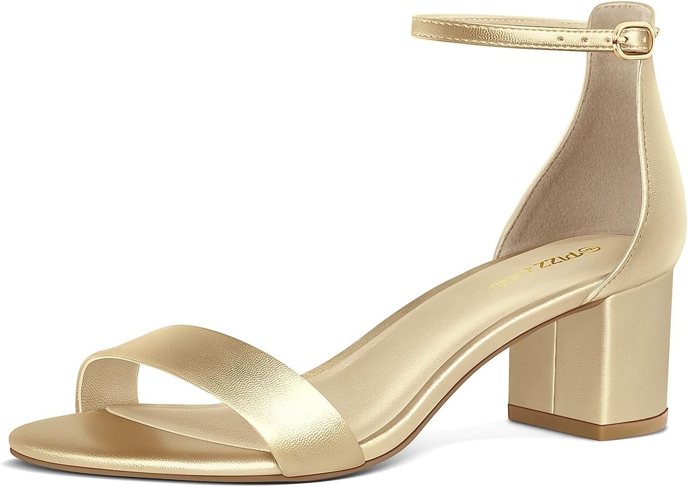 PIZZ ANNU Women’s Low Block Chunky Heels Sandals Comfortable Open Toe Ankle Strap Party Dress Pump Shoes Strappy Buckle Heeled Sandal with 2 Inches Tall Thick Heel Design