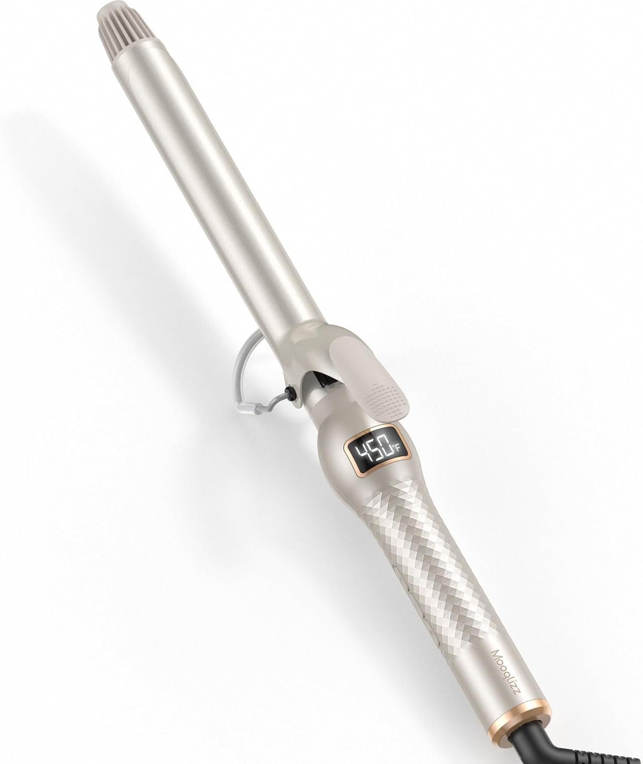 Ceramic 1 Inch Long Barrel Curling Iron, Curling Wand for Medium & Long Hair, Dual PTC Heating with 12 Temperature, Dual Voltage, Gold