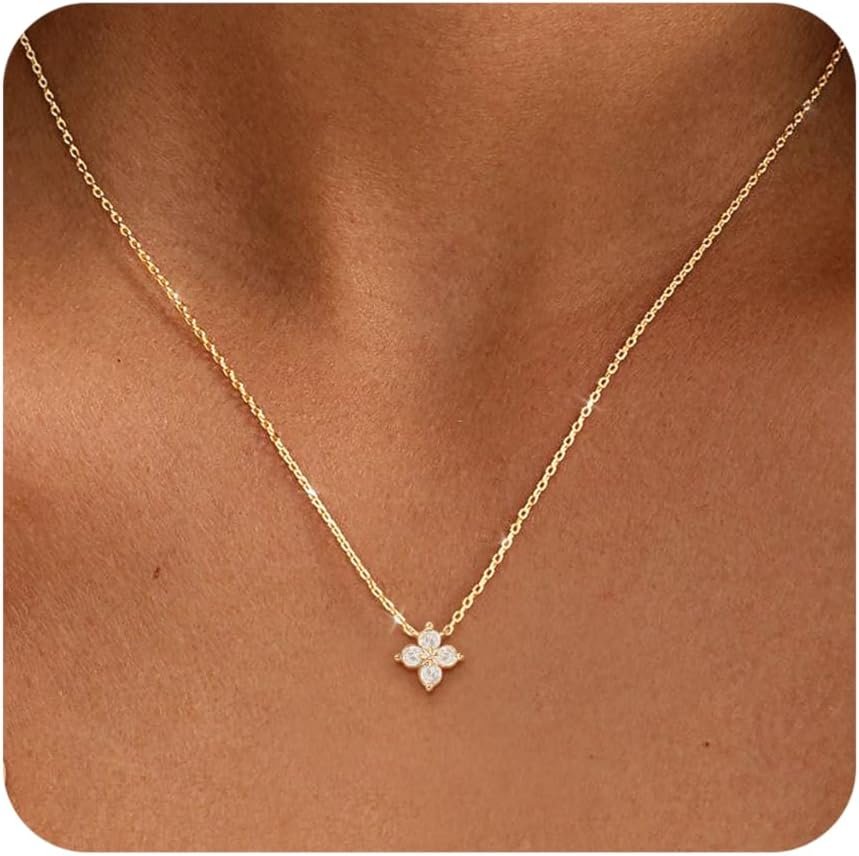 ZHESHY Birthstone Gold Necklaces for Women Dainty Non Tarnish 14K Gold Plated Diamond Necklace Cubic Zirconia Pendant Necklaces Women Gold Trendy Jewelry Bridesmaid Birthday Gifts