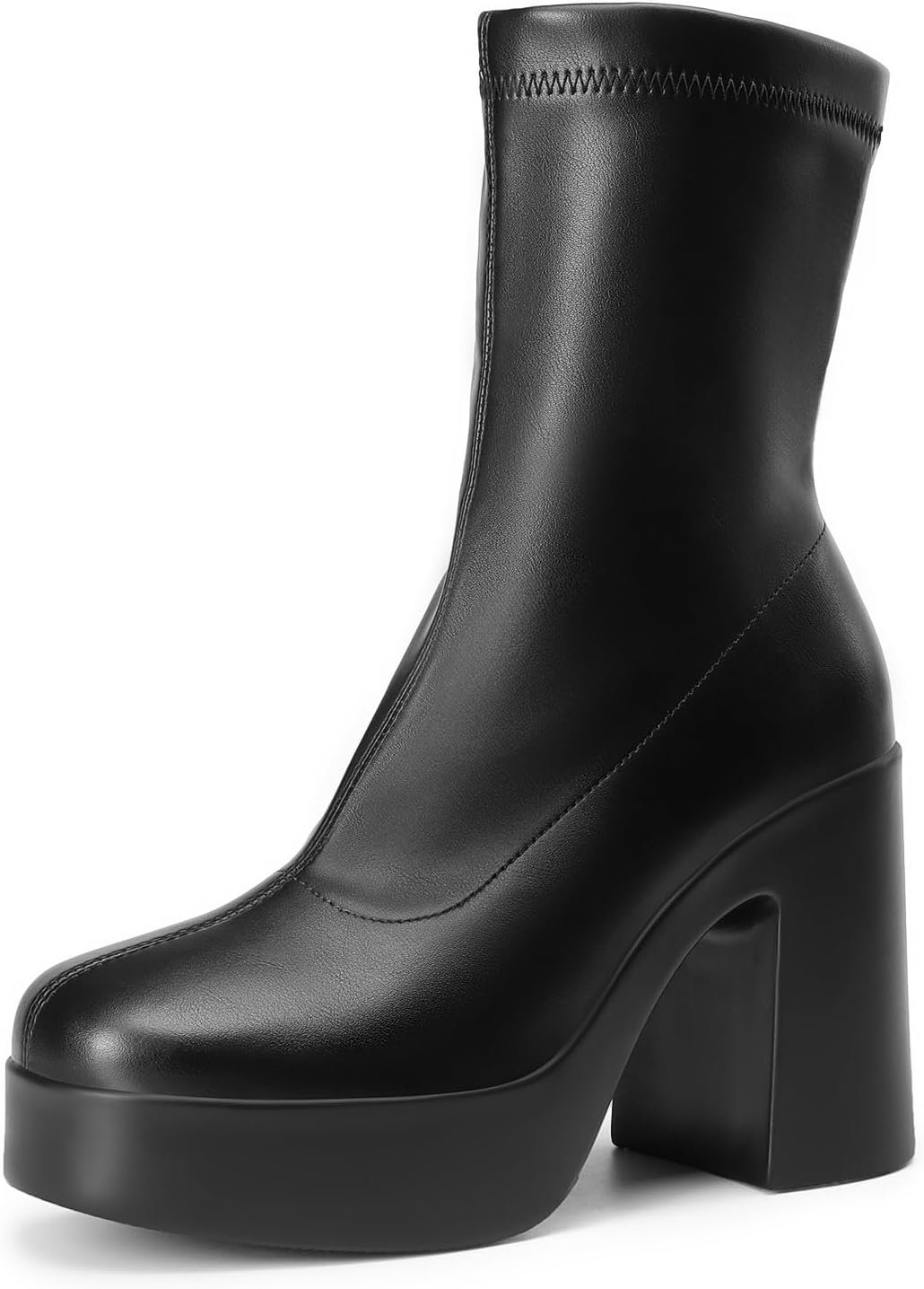 DREAM PAIRS Women’s Gogo Ankle Boots Platform Shoes | High Chunky Block Heel, Square Toe, Short Booties, Casual Theme Party, Fashion Dress Shoes