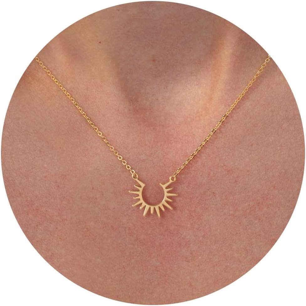 VRIUA Gold Necklace for Women, 14K Gold Plated Dainty Charm Necklace | Italian Horn, Star of David, Butterfly, Sun, Lotus, Sports and Cowboy Boot Charms, Everyday Jewelry Gift for Women