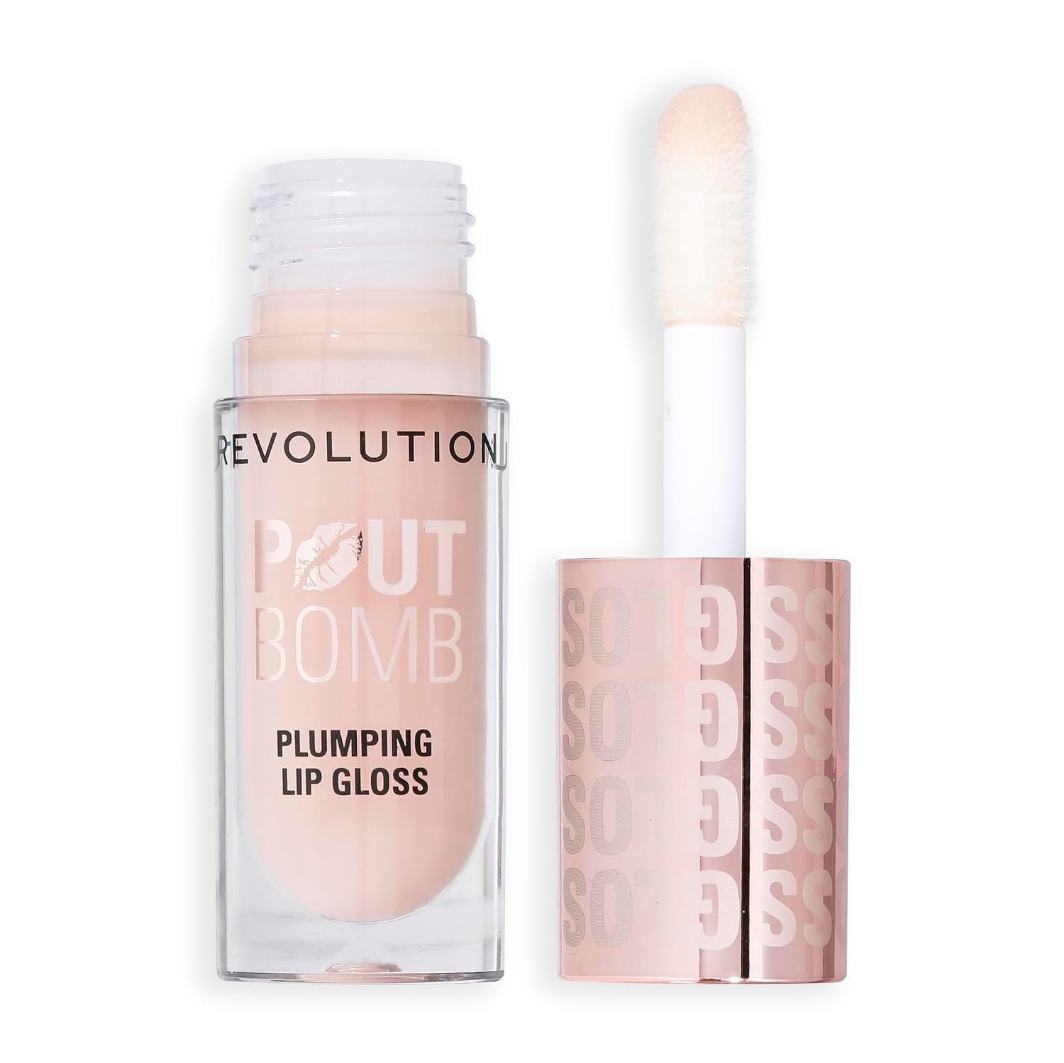 Revolution Pout Bomb Plumping Lip Gloss, Sheer Milky Nude | Buildable, High Shine for Hydrating, Plumping Finish, Buildable Color, Vegan & Cruelty-Free, 0.15 fl oz