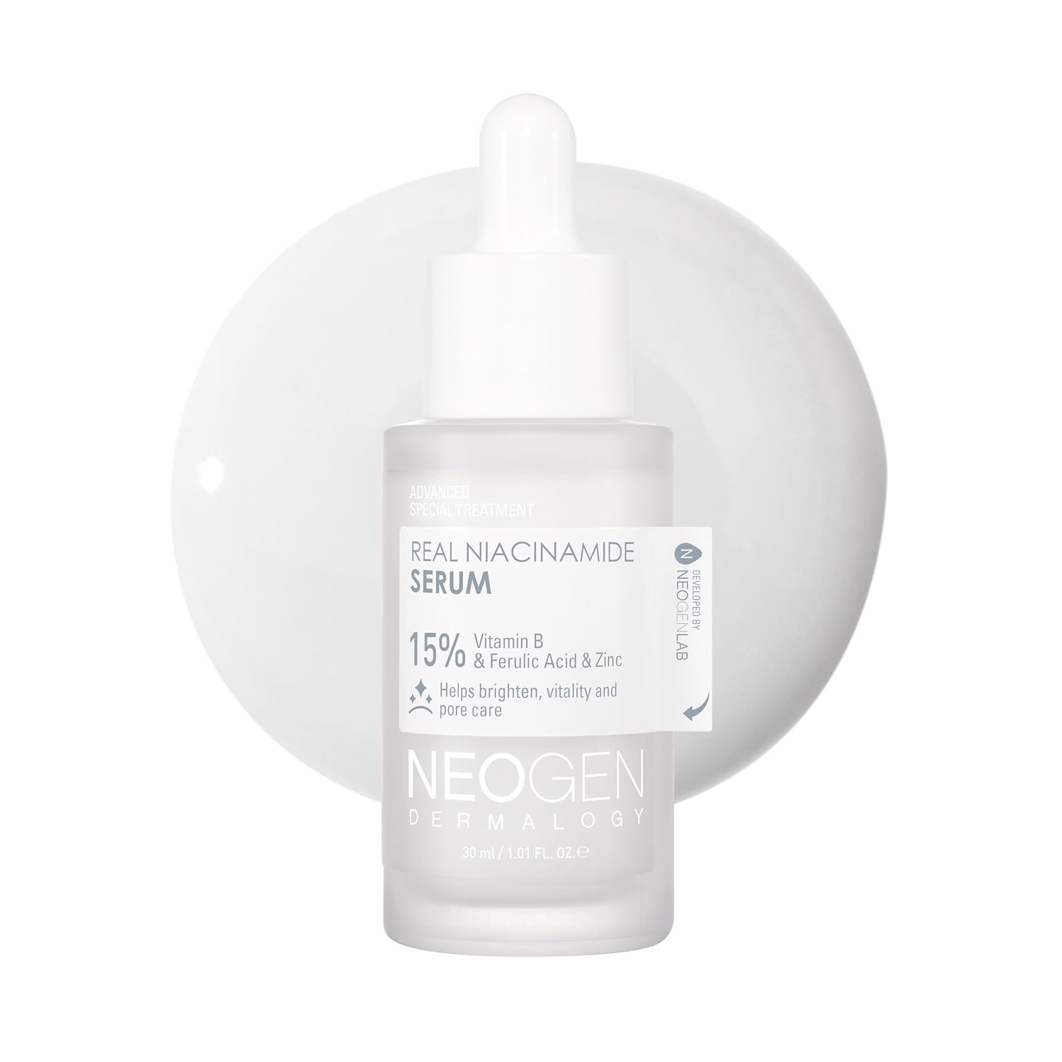 DERMALOGY by NEOGEN Real 15% Niacinamide Serum – Pore Minimizing & Even-Tone Face Serum with Zinc & Ferulic Acid for the Look of Dark Spots & Oil Control, Vegan, Korean Skin Care 1.01 oz (30 ml)
