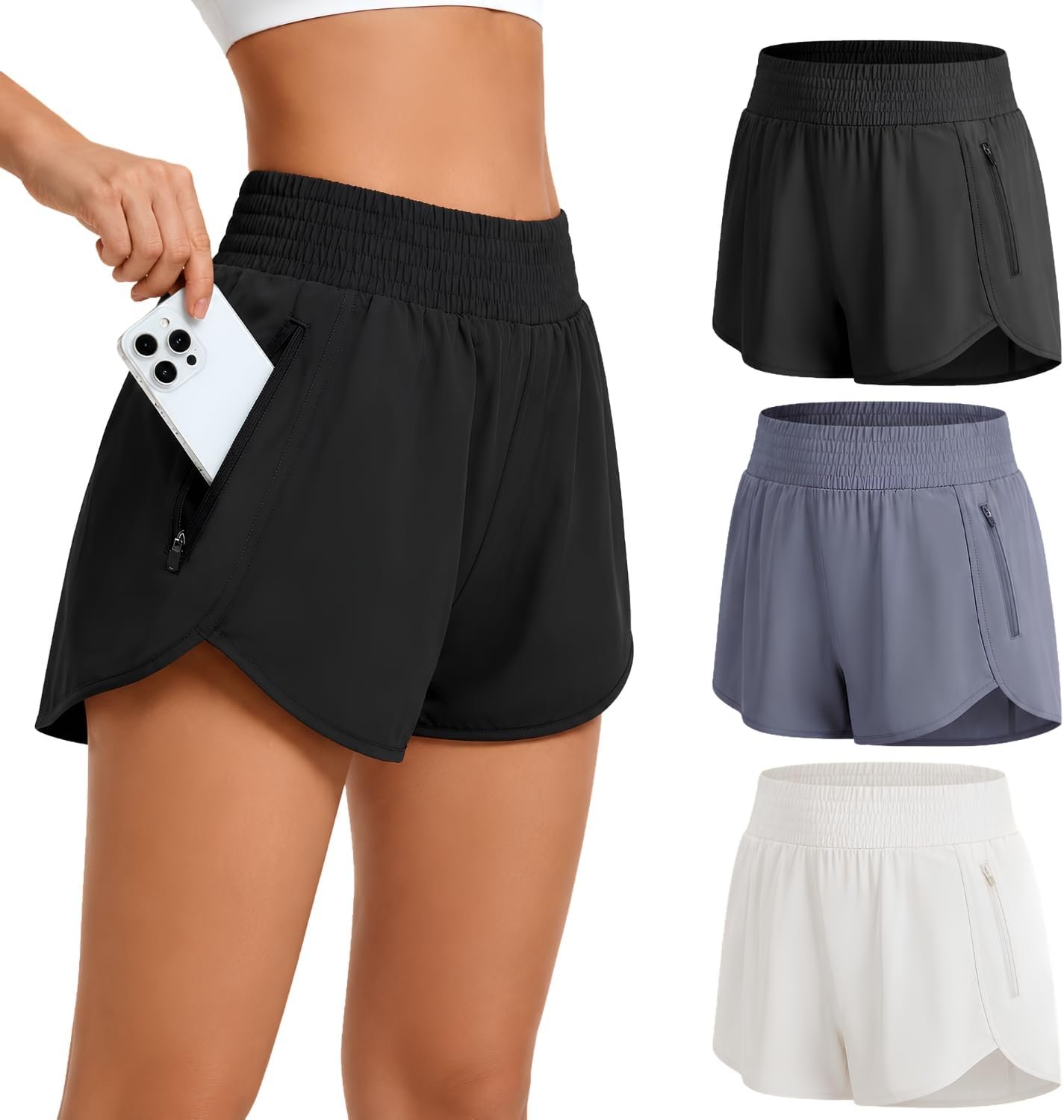 Ultra Performance Womens Running Shorts 3 Pack Women’s High Waisted Athletic Workout Short’s Gym Short for Women with Pockets