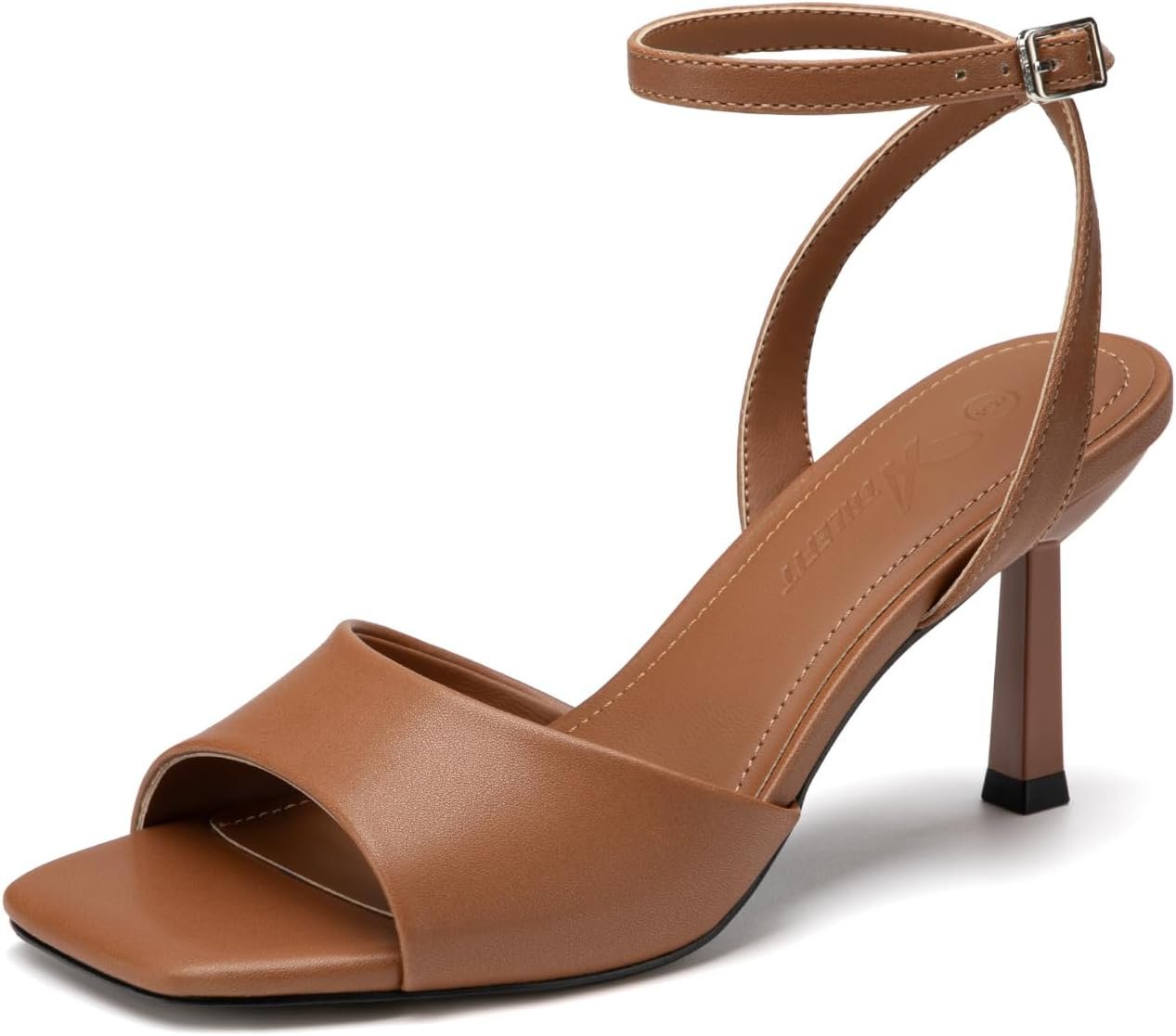 Athlefit Heels for Women Square Open Toe Stiletto Sexy Wedding Prom Heels | 3-Inch Stiletto Heels, Adjustable Ankle Straps, Nonslip Sole, Comfort Summer Dress, Easy to Walk, Bridal Shoes, Party, Work