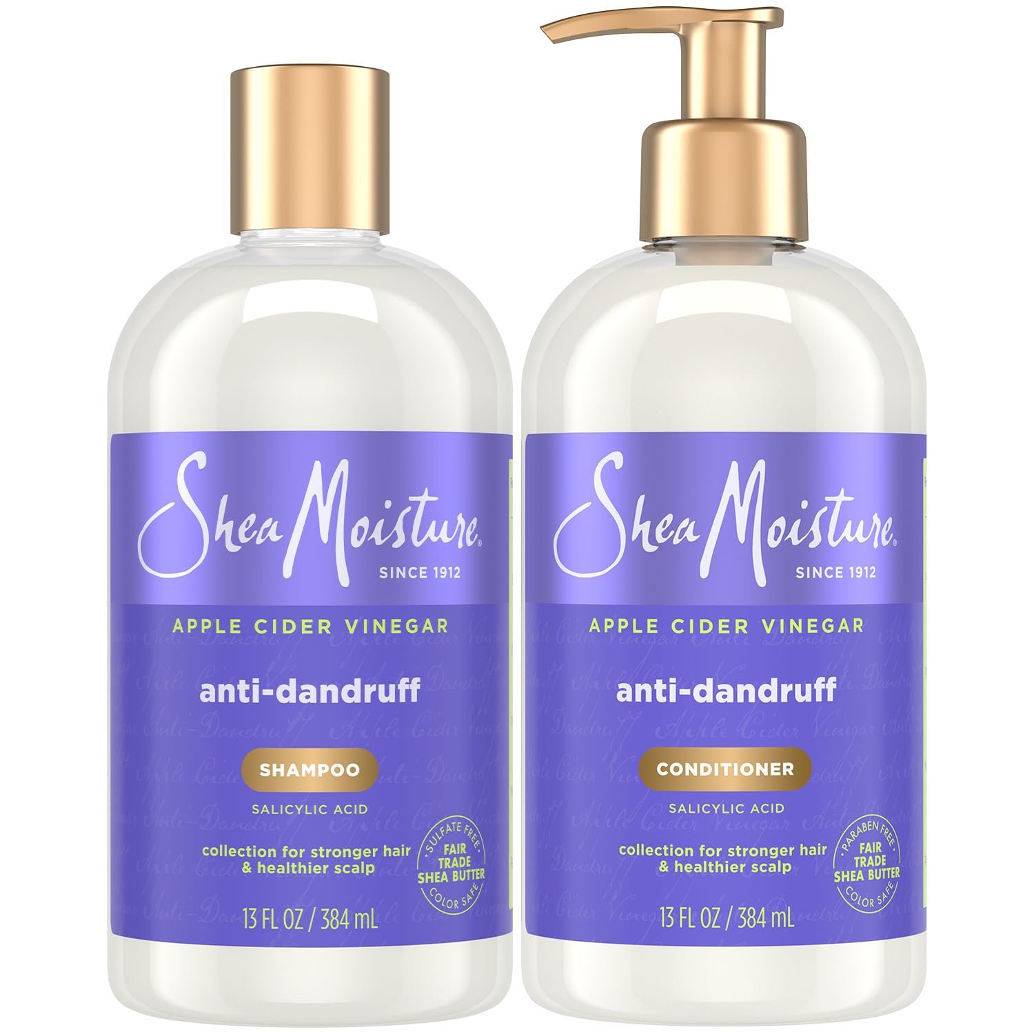 SheaMoisture Anti-Dandruff, Salicylic Acid Shampoo & Conditioner, 13 Oz Ea | Dandruff Shampoo and Conditioner, Sulfate-Free | Hair Strengthening, Scalp Care with Soothing Apple Cider Vinegar, Vitamin B3