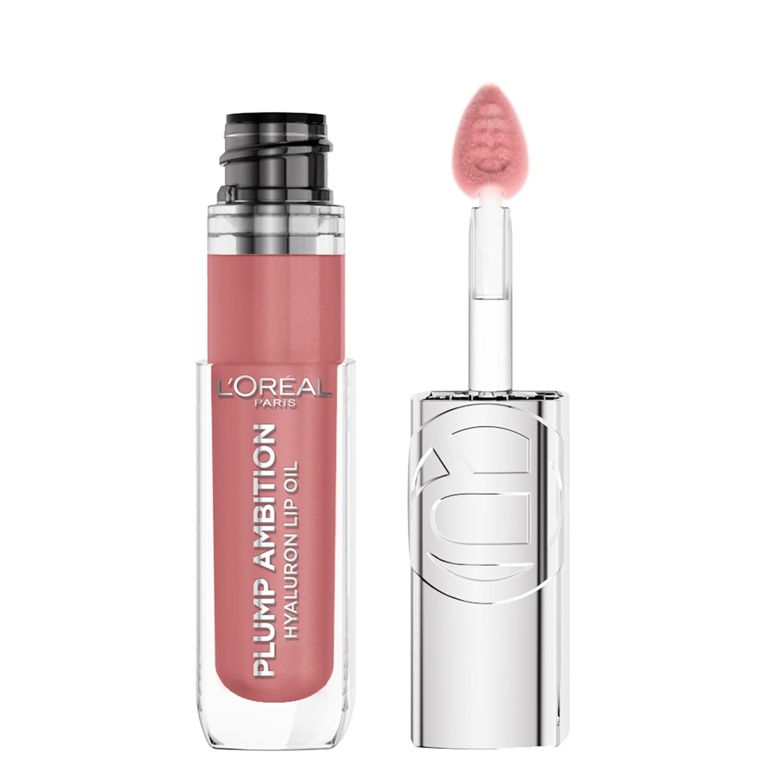 L’Oreal Paris Plump Ambition Hyaluron Lip Oil, 24 HR Lip Gloss with Hyaluronic Acid, Volumizing Formula with Glass-Like Shine, Worth It 601, 0.16 Fl Oz