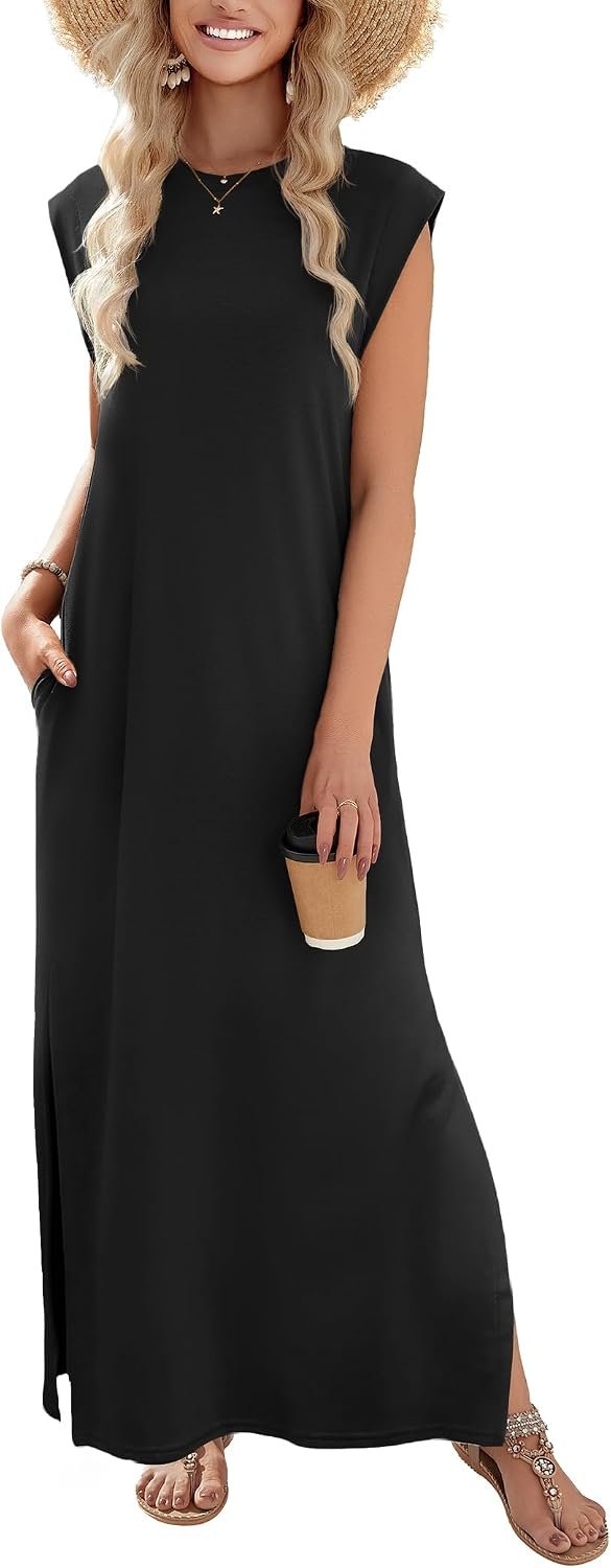 Zeagoo Summer Dresses for Women 2026 Long Maxi Sundresses Loose Split Wrinkle-Free Beach Travel Vacation Clothes