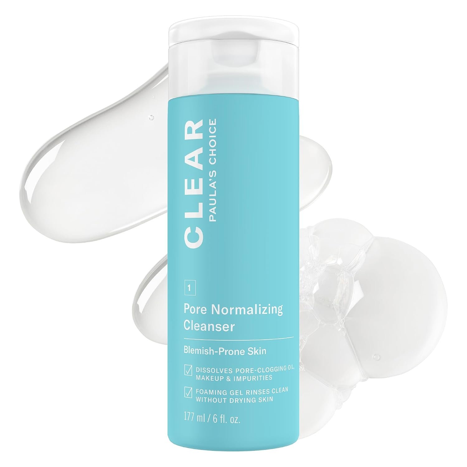 Paula’s Choice CLEAR Pore Normalizing Acne Facial Cleanser | Salicylic Acid Face Wash for Clogged & Enlarged Pores, Redness & Blackhead-Prone Skin, Fragrance-Free