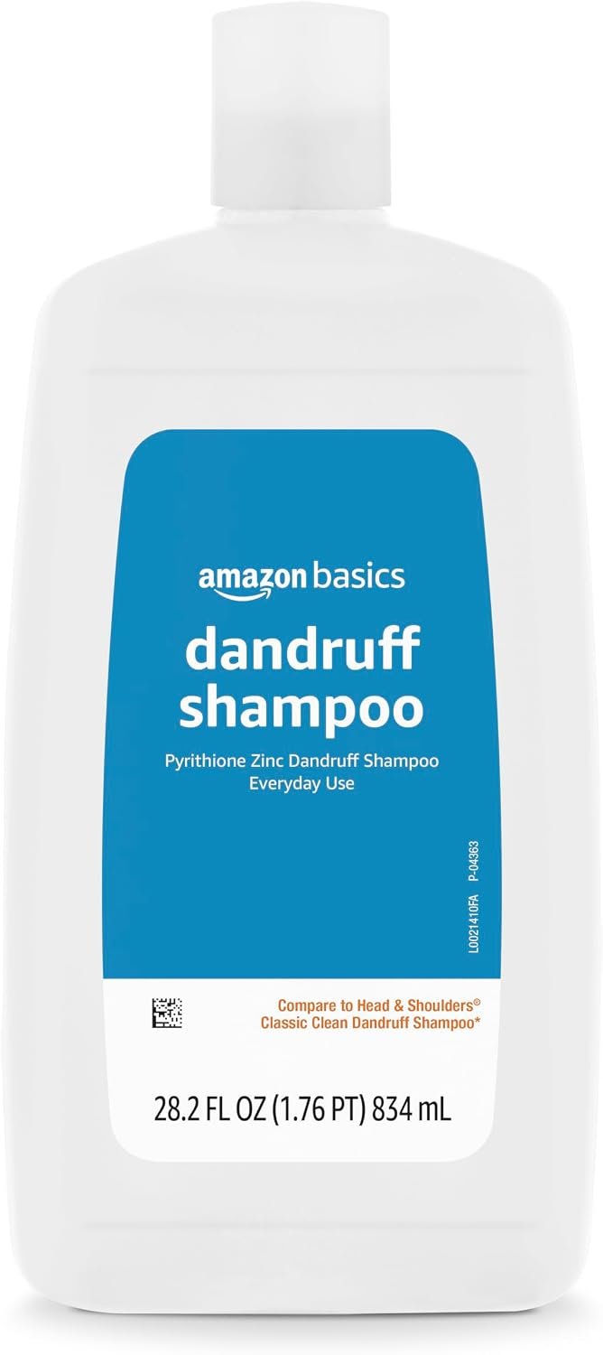 Amazon Basics Anti-Dandruff Shampoo for Itchy Scalp, Dry Scalp Relief, Flake Control, pH Balanced, Paraben-Free, Cruelty-Free, Clean Scent, Normal to Oily Hair, 28.2 fl oz, 1-Pack