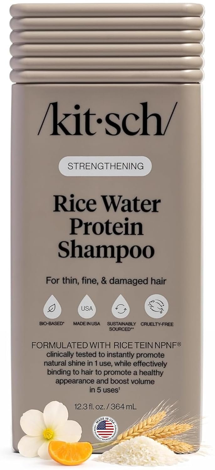 Kitsch Strengthening Rice Water Shampoo for Hair Growth – 12.3 oz | Volumizing Shampoo for Women & Men – Hair Care for Thin, Fine & Damaged Hair – Paraben, Silicone & Sulfate Free