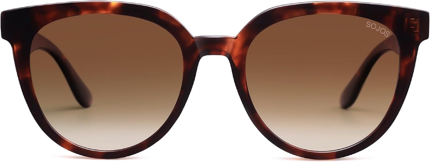 SOJOS Trendy Cat Eye Round Polarized Sunglasses for Women Fashion UV Protection Sunnies Sunglasses SJ2175