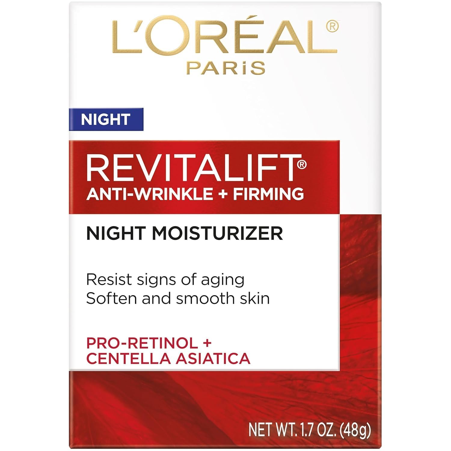 L’Oreal Paris RevitaLift Anti-Wrinkle Firming Night Cream, 1.7 Ounces Single pack