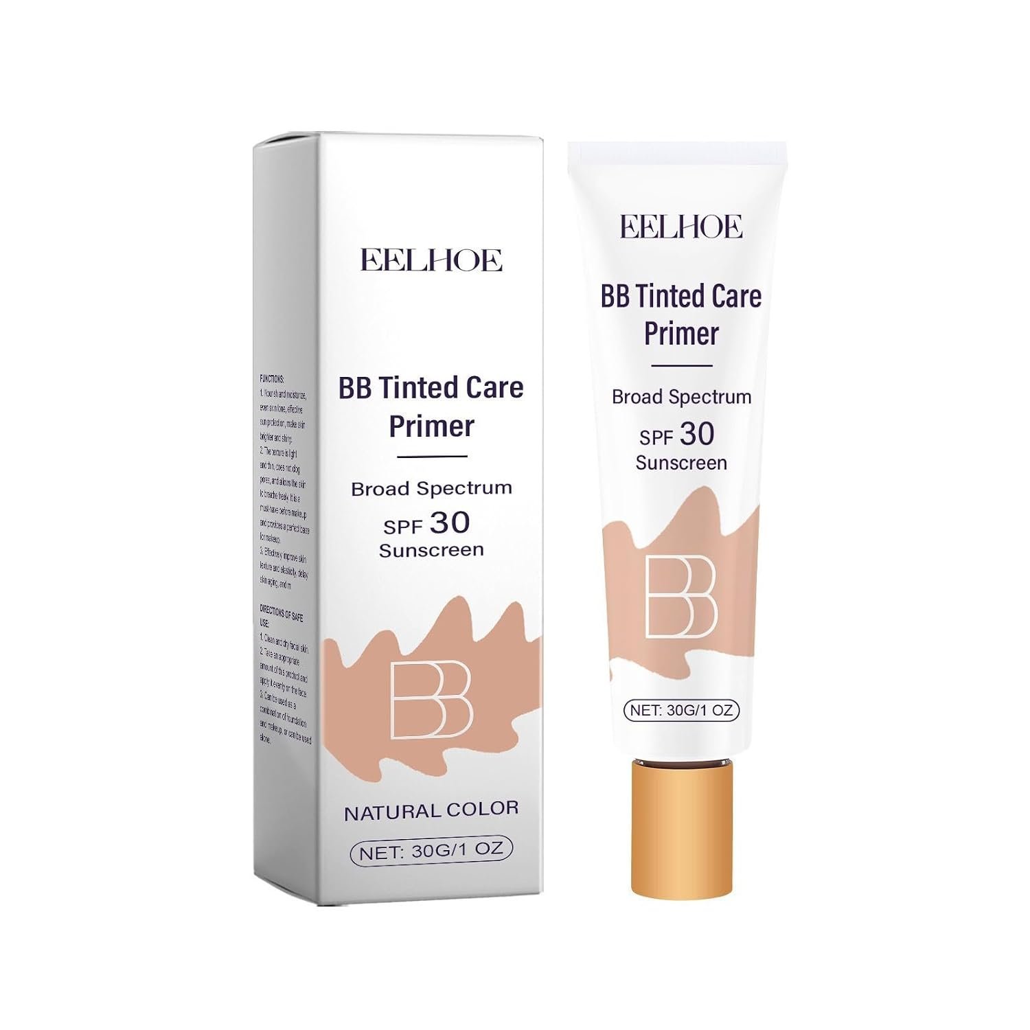 BB Tinted Moisturizer SPF 30, Full Coverage Light-Medium Skin Color Light Hydrating & Smoothing. (natural color)