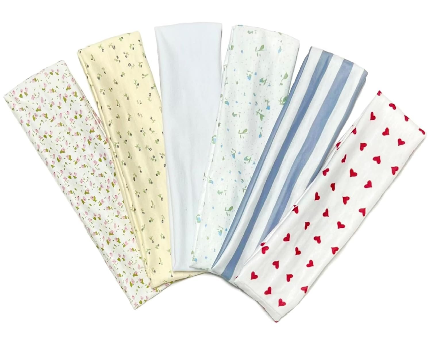 Fashion Women’s Headbands for Short Hair Non Slip Elastic Floral Hairbands, Soft Fabric 2 Inches Thick Stripe Head Bands for Girls, Valentine’s Day Heart Headbands