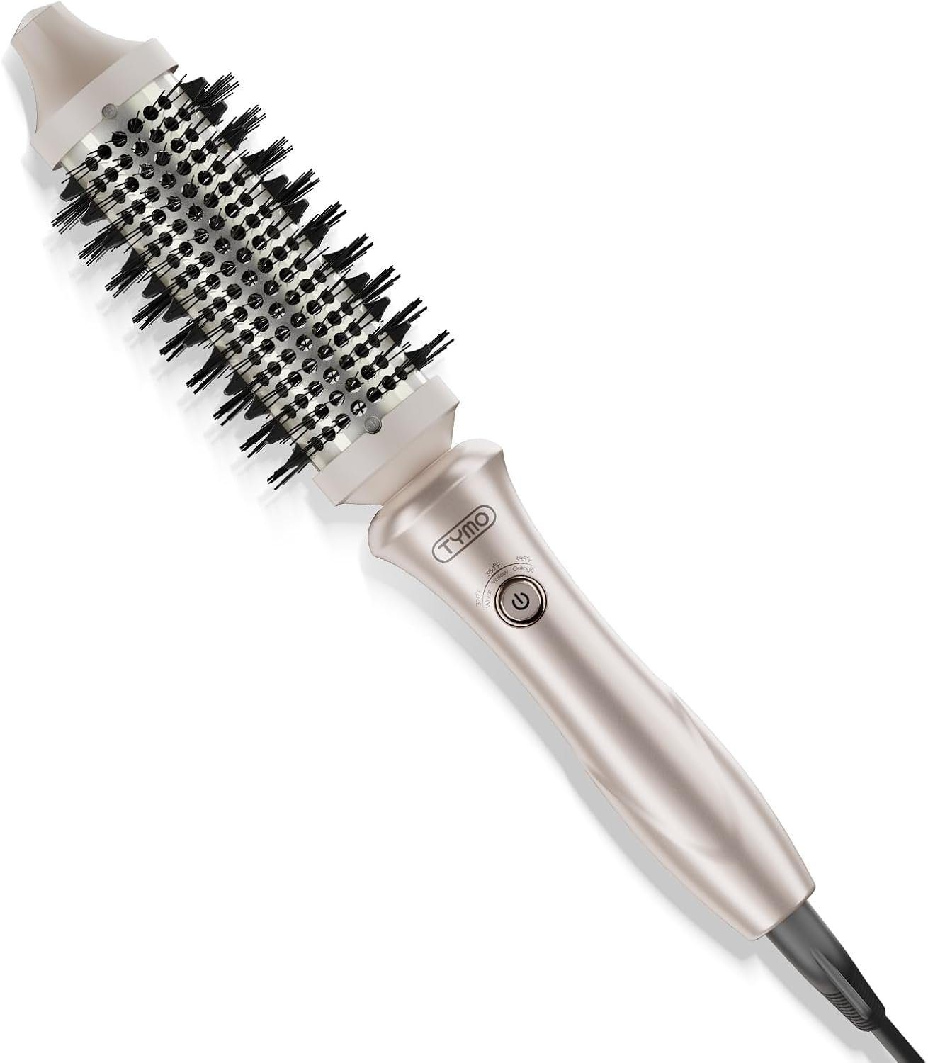 TYMO 2.0 Thermal Brush Curling Brush – STYLUX 1.5″ Blowout Volumizer with Flexi-Fit for Hair Straightening, Heated Round Styler Tool, Hair Straightener and Curler 2 in 1, Dual Voltage & Light, Gold