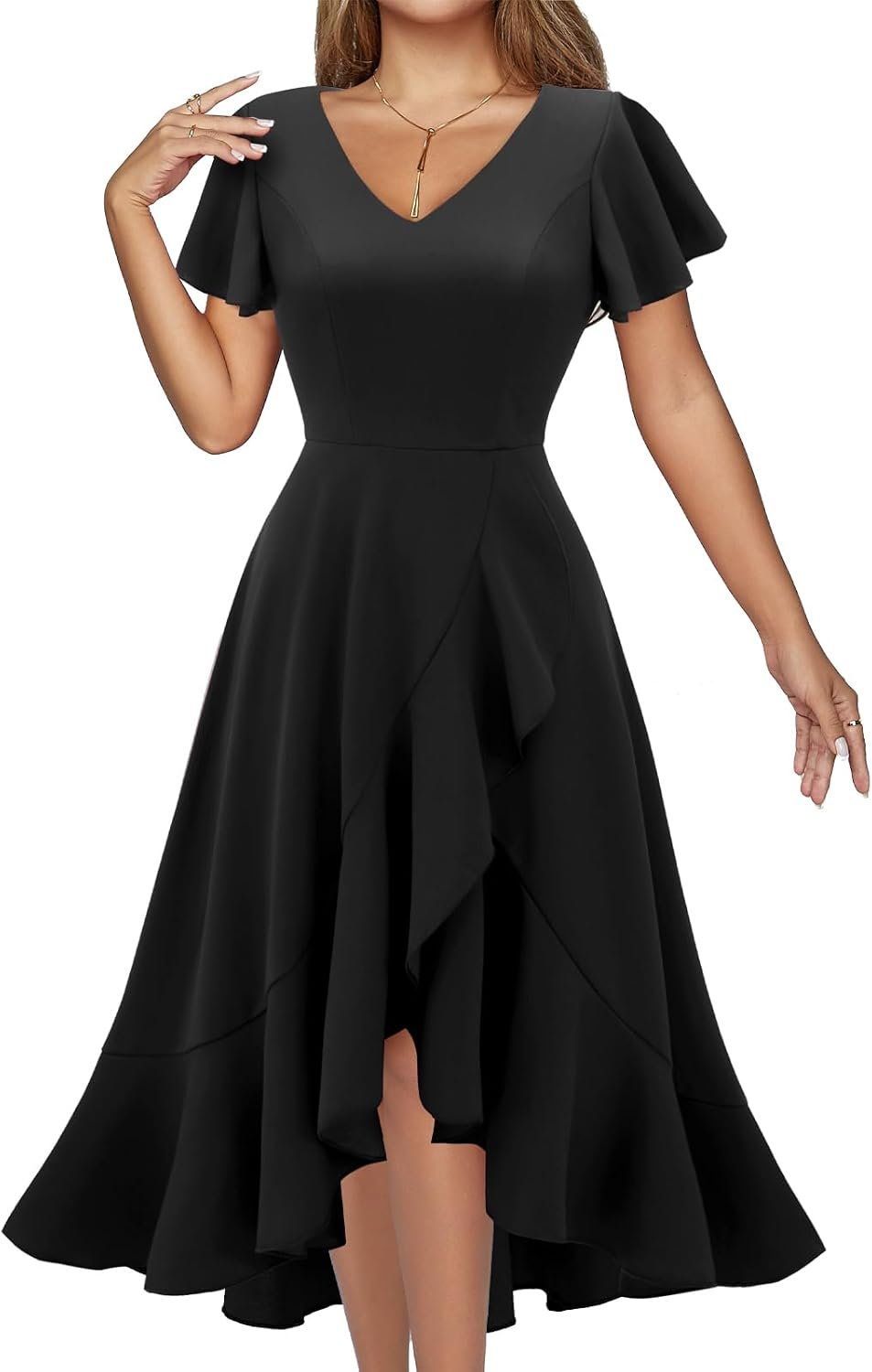 DRESSTELLS Women’s Cocktail Dresses 2026, Formal Wedding Guest Prom Party Evening Graduation Hi Low Dress