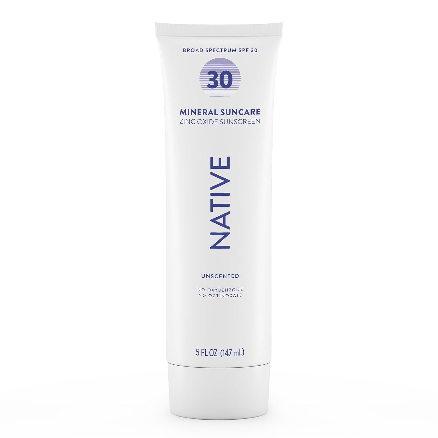 Native Sunscreen SPF 30, Zinc Oxide Dermatologist Tested Suitable for Sensitive Skin & Hawaii Compliant, 5 Ounces | Unscented Sun Protection Lotion, Lightweight & Smooth