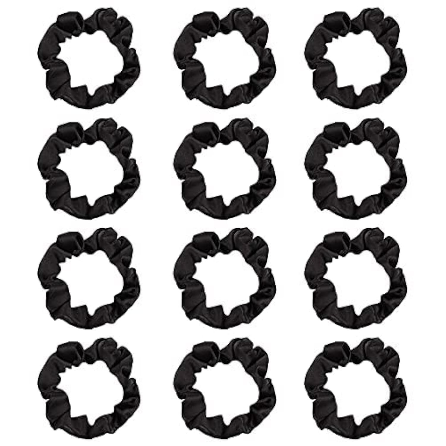 12Pcs Satin Hair Scrunchies, Black Scrunchies Hair Ties Elastic Hair Bands Ponytail Holder Hair Accessories Valentines Day Gifts for Wife