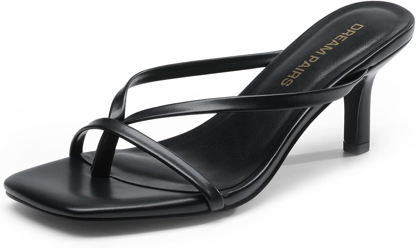 DREAM PAIRS Women’s Flip-Flops Kitten Heels Sandals | open square toe thong heels, comfortable mules heels, dress shoes for women, fashion summer vacation sandals