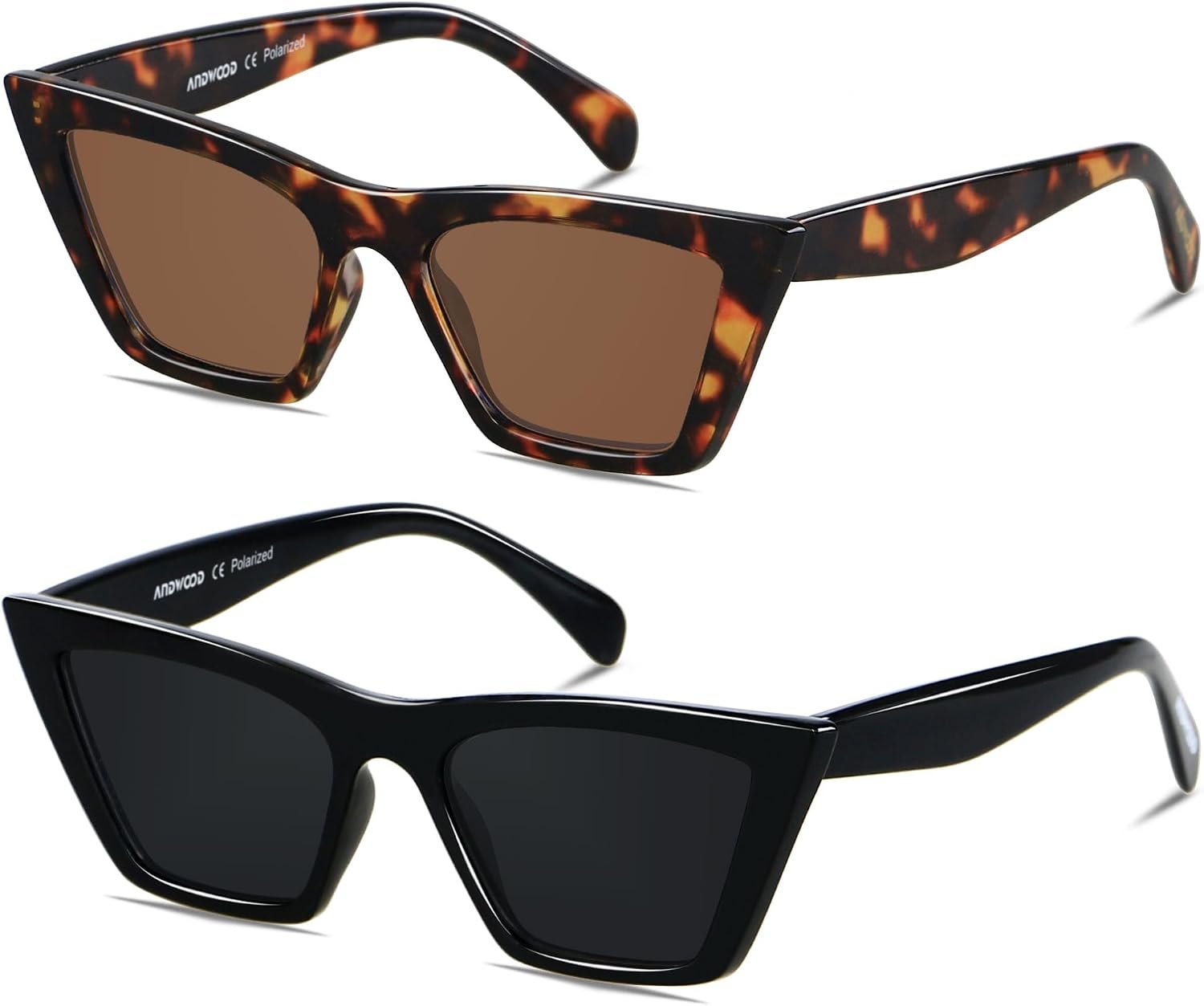 Cat Eye Sunglasses for Women Trendy Shades | ANDWOOD Square Soft Cateye Frames Sun Glasses Plastic Medium Vintage Classic Retro Cool