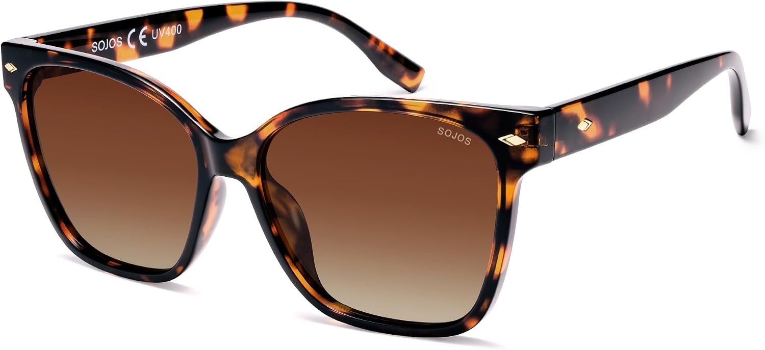 SOJOS Trendy Square Oversized Polarized Sunglasses Women SJ2682 | Retro Womens UV400 Shades