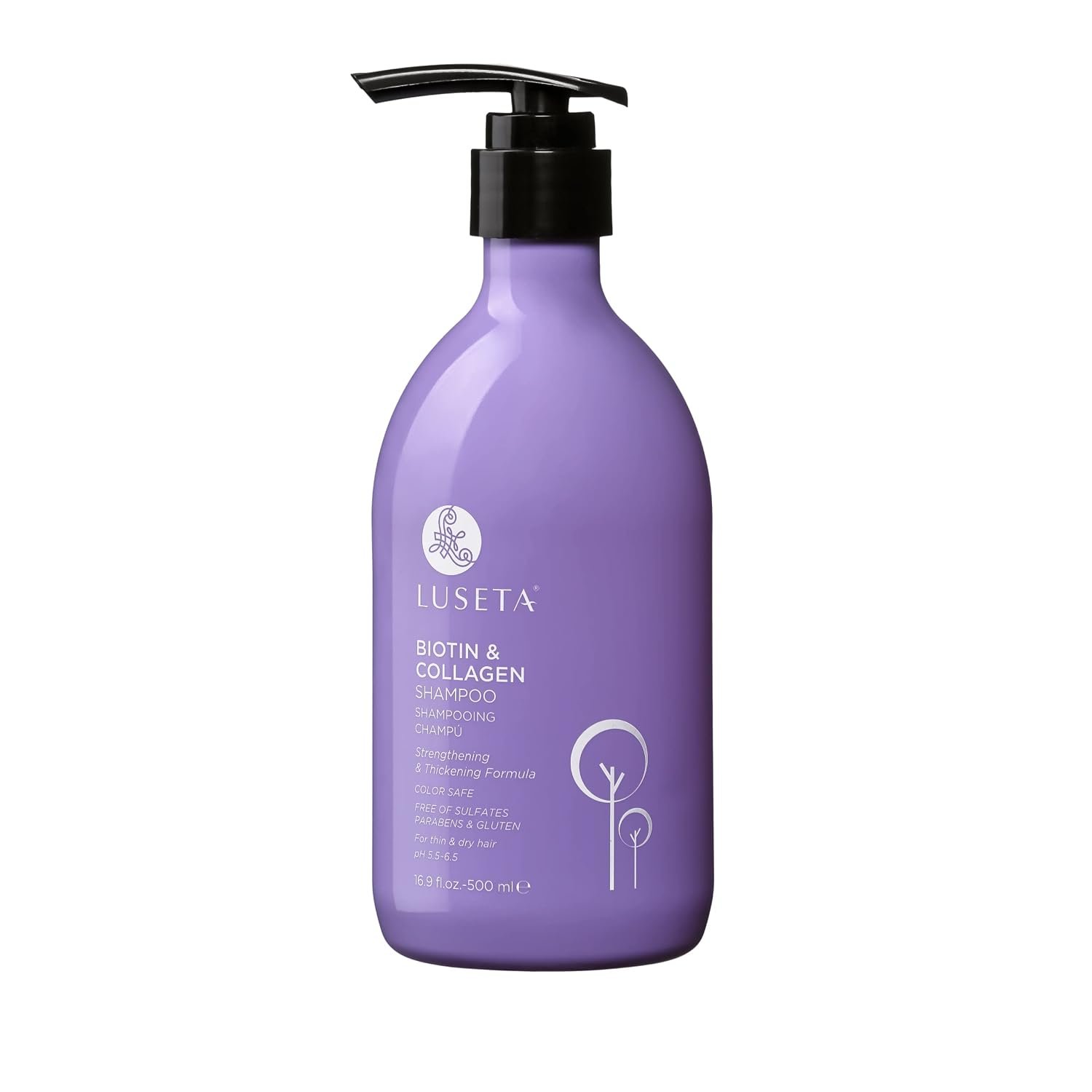 Luseta Biotin and Collagen Hair Growth Shampoo – 16.9oz, Hair Loss & Thickening Shampoo for Men & Women, Vitamin B7 & Argan Oil, Sulfate & Paraben Free