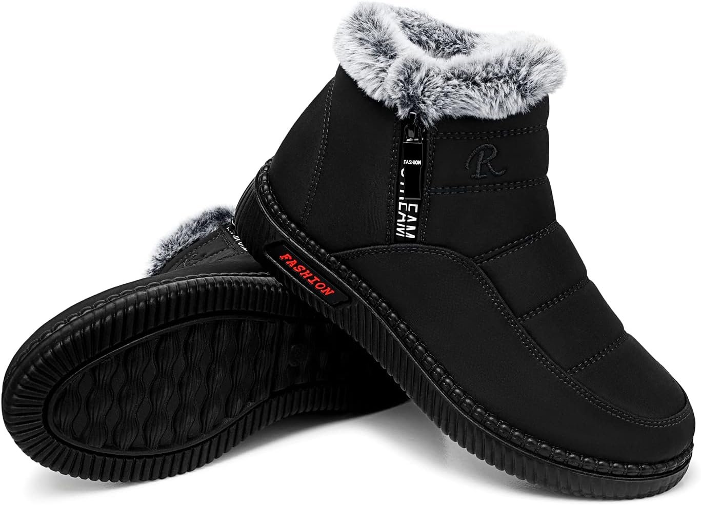 Womens Warm Snow Boots: Waterproof Ankle Winter Shoes | Fur Lined Winter Booties, Side Zipper Closure, Non-Slip Rubber Sole for Cold Outdoor Weather
