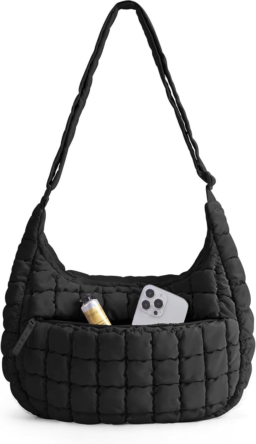 BAGSMART Quilted Crossbody Bags for Women, Travel Purses Hobo Shoulder Bag | Fits 12.9″ iPad, Long Adjustable Strap, Puffer Purses for Commute Daily Use Travel Essentials, Inner Pockets, Water-resistant