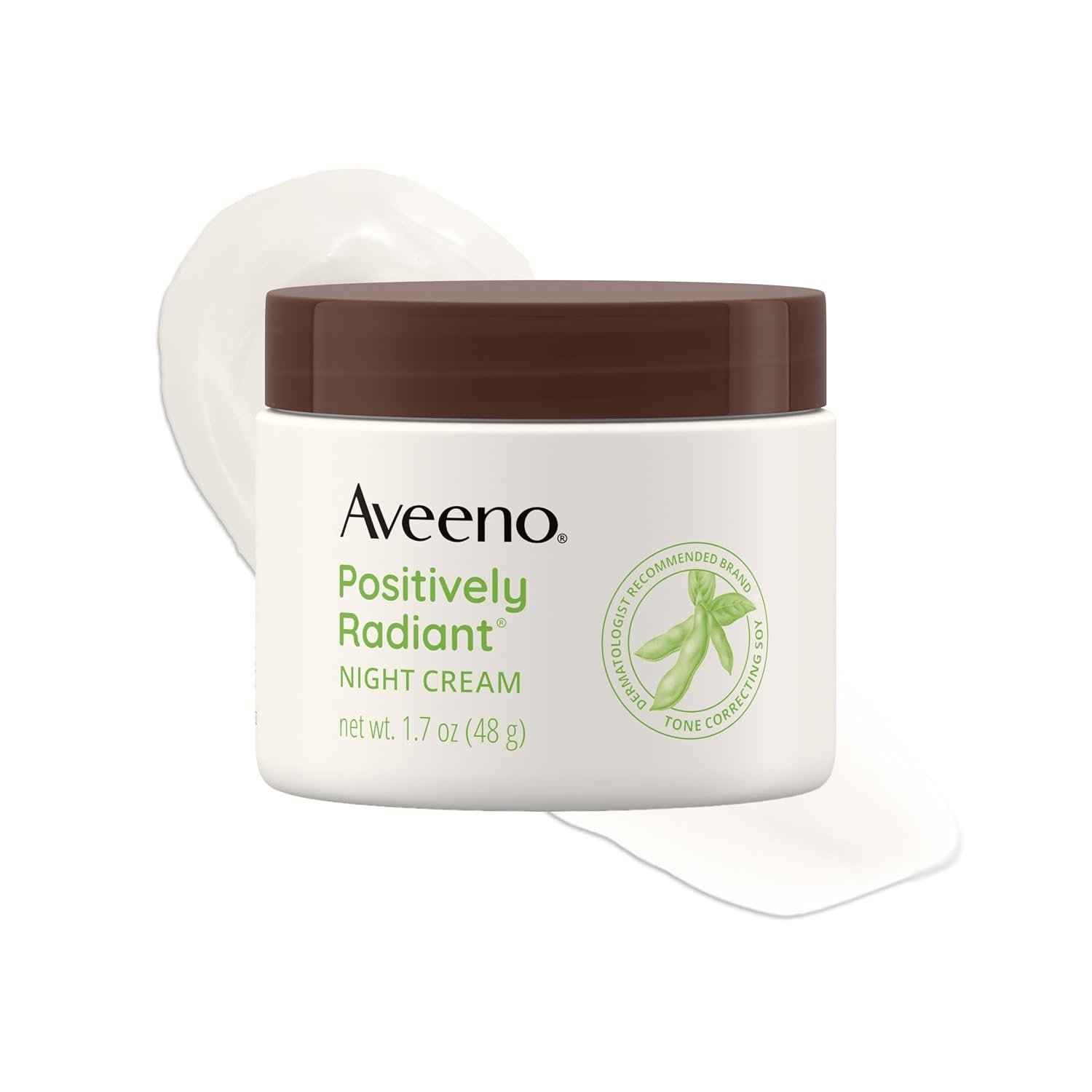 Aveeno Positively Radiant Night Cream Moisturizer, 1.7 oz | Night Face Moisturizer, Leaves Skin Feeling Smooth And Hydrated All Night, Oat + Brightening Soy, 1.7 oz