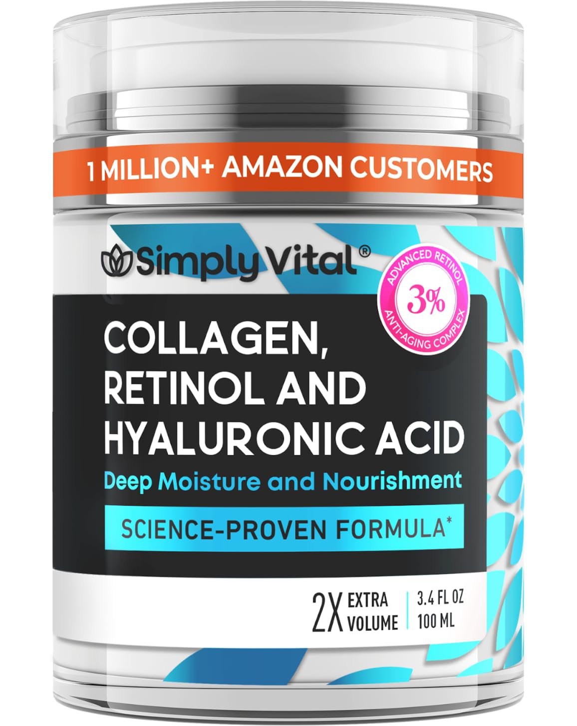 Anti-Aging Face Moisturizer with Retinol, Collagen & Hyaluronic Acid – Moisturizer Face Cream for Women & Men – Visibly Firming & Hydrating Neck Cream – Day & Night Skin Care – 3.4 fl oz