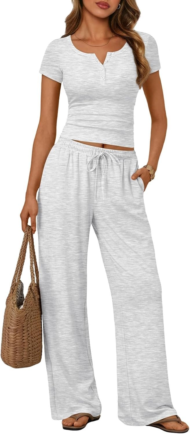 Trendy Queen Womens 2 Piece Matching Lounge Summer Sets with Pockets | Beach Vacation Airport Travel Outfits, Loungewear, Workout Gym Clothing, Comfy Cute Clothes, Casual Sweatsuit