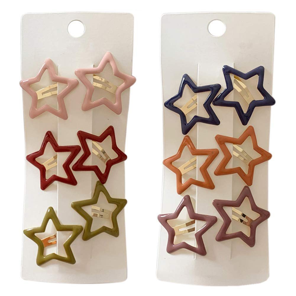 Pinksee 12 Pcs Metal Snap Hair Clips Star Hair Barrettes Hair Accessories for Women Girls (Star)