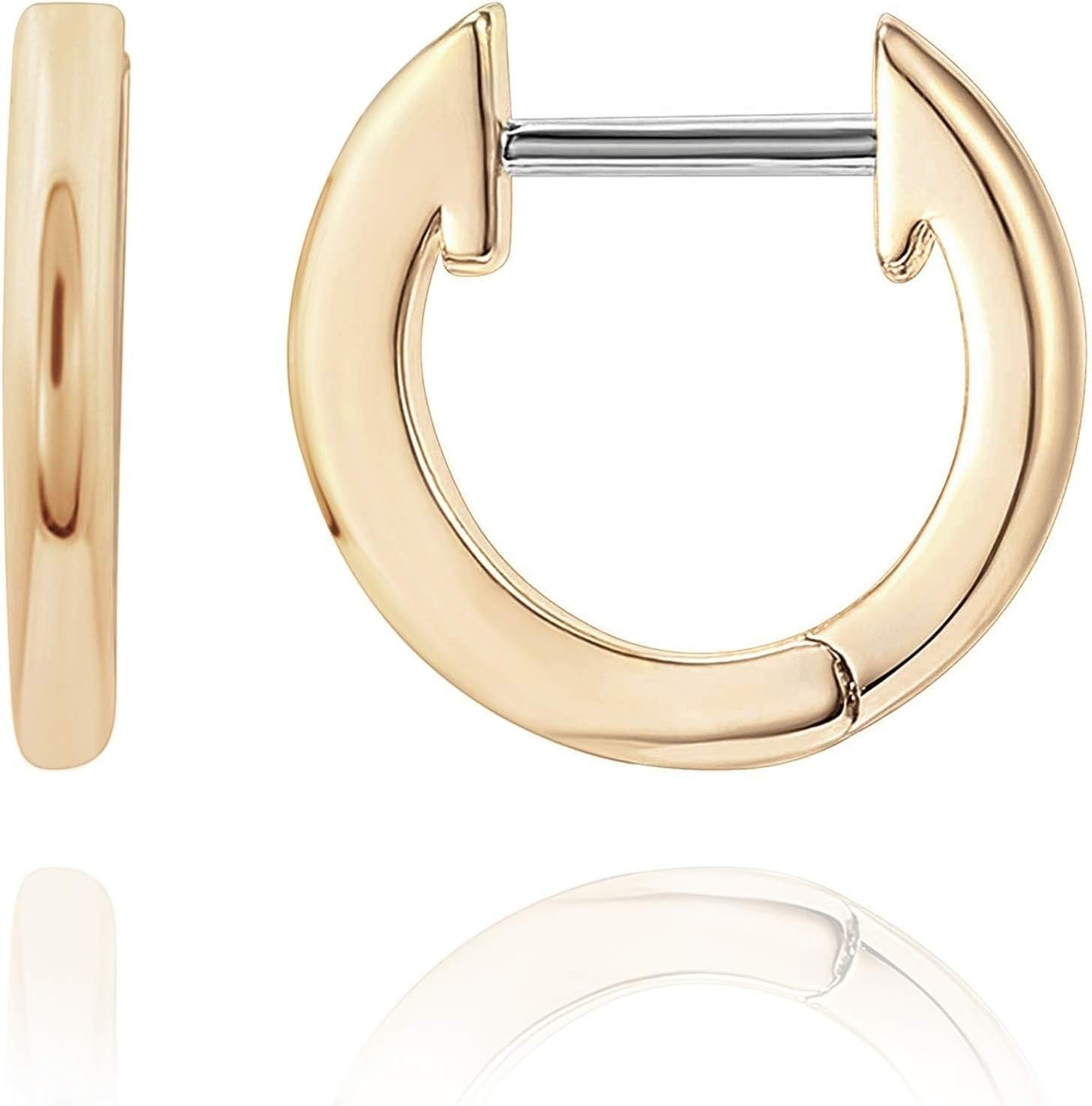 PAVOI Small Gold Hoop Earrings for Women – 14K Gold Plated Huggie Earring | Hypoallergenic Earring Set – Dainty Huggie Hoops with 925 Sterling Silver Posts – Cartilage Hoop Earrings