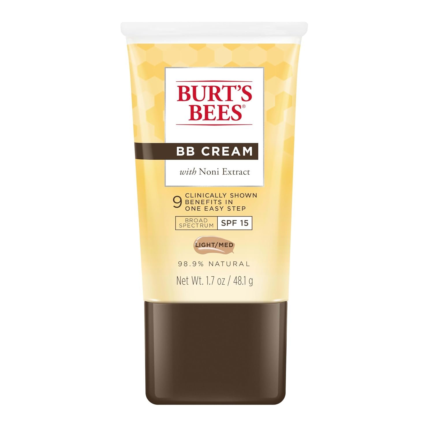 Burt’s Bees BB Cream With SPF 15, Broad-Spectrum Sunscreen Tinted Lotion for All Skin Types, 98.9 Percent Natural Origin Skin Care, Light to Medium, 1.7 oz. Tube