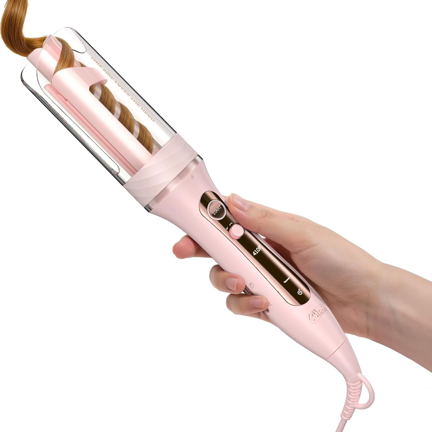 ZAVAREA Automatic Rotating Curling Iron for Long Hair | 1 Inch Curling Wand for Beach Waves & Loose Curls, Easy Hair Curler for Beginners, Anti-Scald & Frizz-Free, Dual Voltage