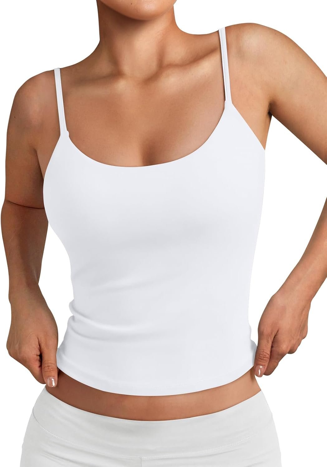 Trendy Queen Womens Double Lined Adjustable Spaghetti Strap Tank Tops | Summer Camisole Athletic Workout Gym Going Out Cute Basic Crop Top for juniors