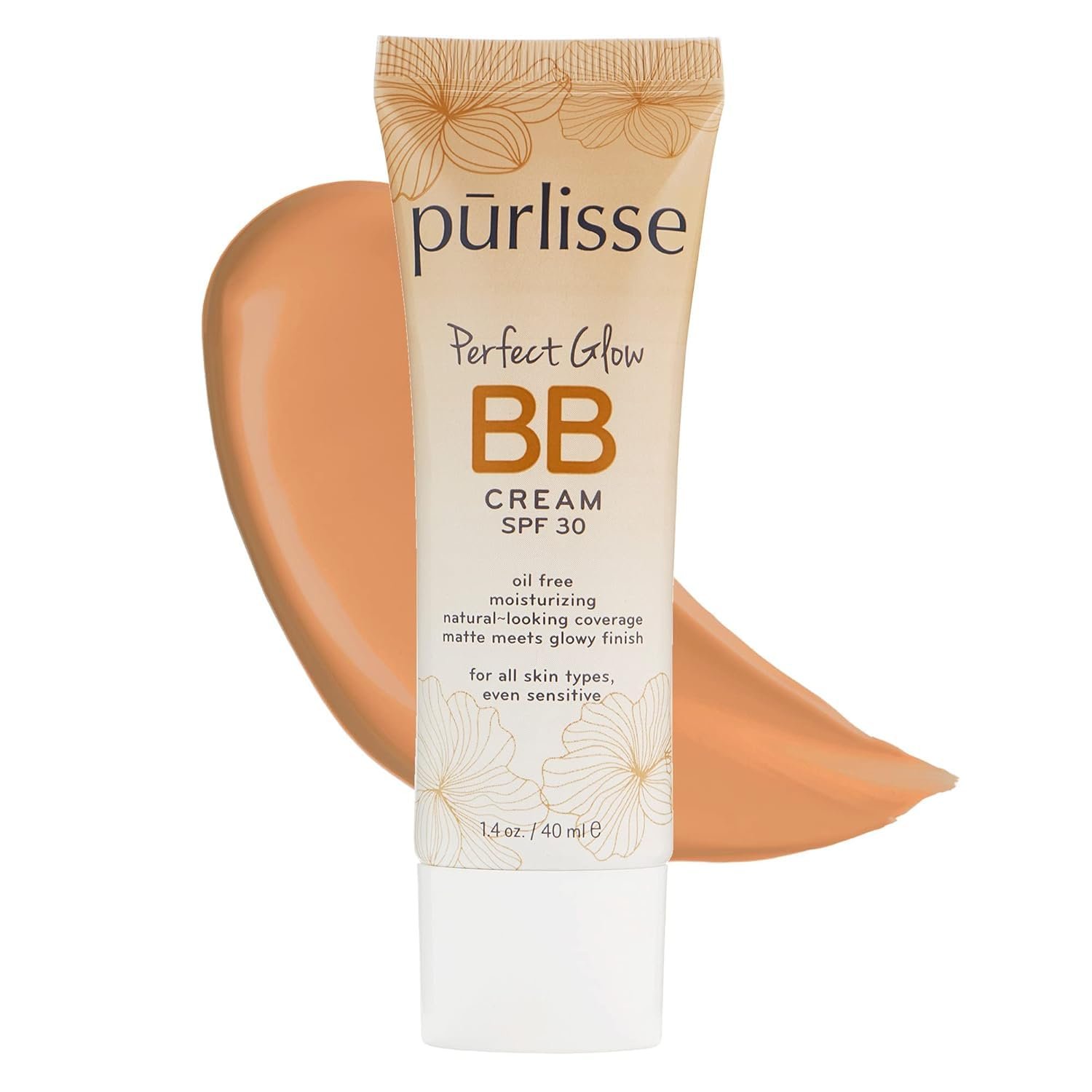 pūrlisse Perfect Glow BB Cream SPF 30 – Luminous Matte Tinted Moisturizer with SPF – Korean Skin Care Formula with Goji & Hawthorn Berry to Hydrate, Brighten & Even Skin – Medium Tan (1.4 oz)