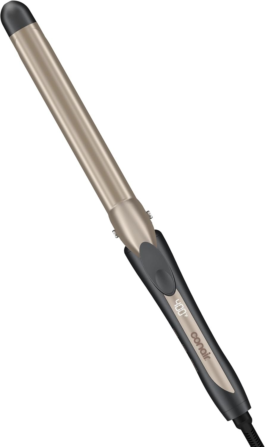 INFINITI PRO CONAIR 1″ XL Gloss-Glazed Curling Iron, Tourmaline Ceramic Long Barrel 1-Inch Curling Iron, 1 Inch Extra-Long Barrel for Classic Curls, Hair Curler for All Hair Lengths, Champagne/Gray