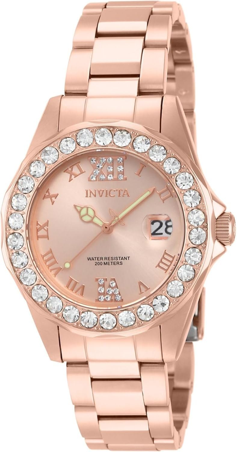 Invicta Women’s Pro Diver Crystal Accented 18k Ion-Plated Stainless Steel Watch