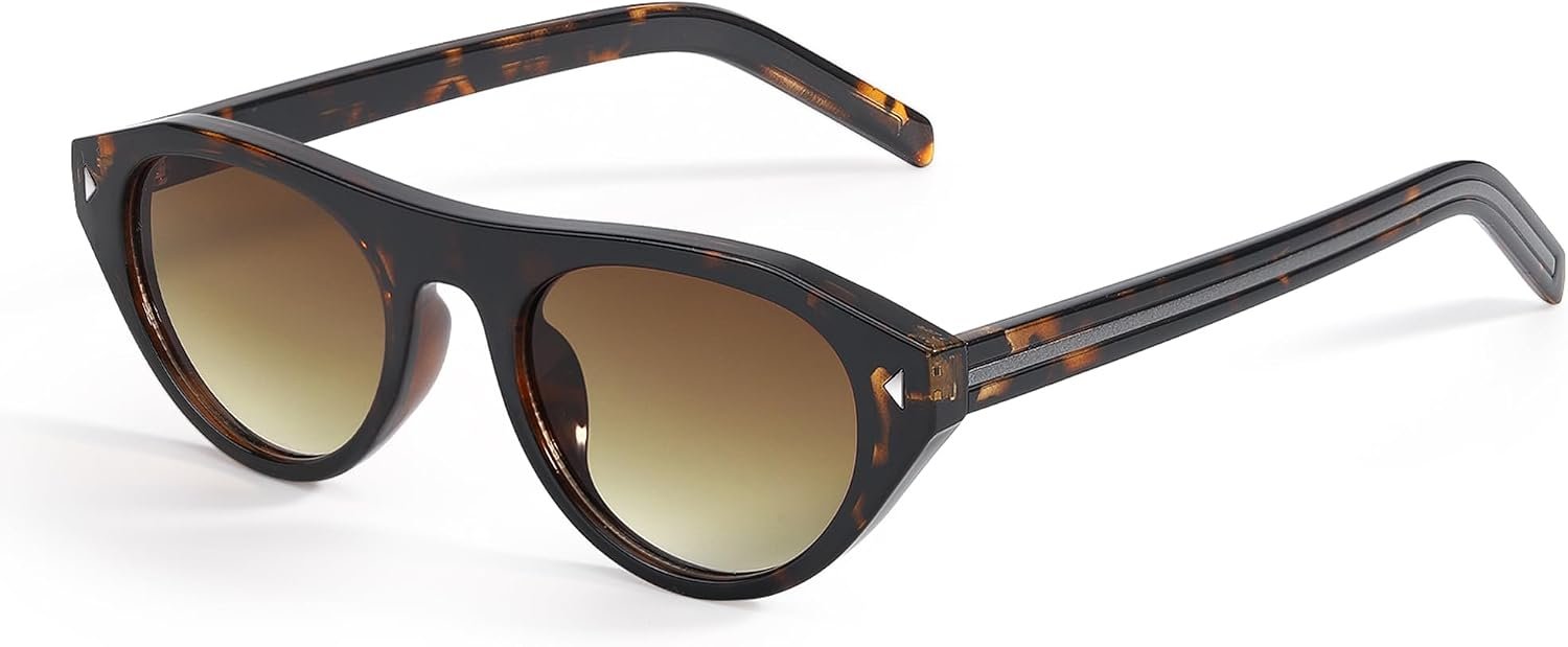 DreamCalf Oval Cat Eye Sunglasses for Women Retro UV Protection Shades | Trendy Cateye Frame, Lightweight & Comfortable, Versatile Fashion Accessory, Flattering for Most Face Shapes