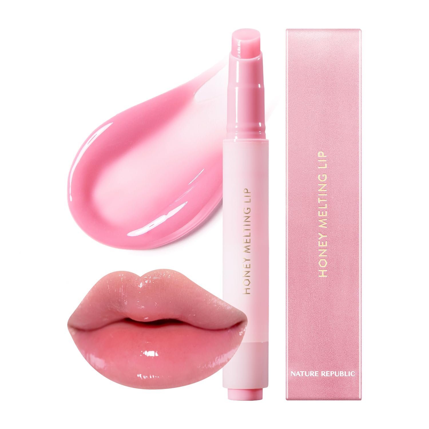 Nature Republic HONEY MELTING LIP PLUMPING (11 PINK) | SOFT LIP STICK Tint & Plump Hydrating Gloss, Moisturizing balms, Volumizing formula & Sheer tint, Glowy Finish, korean make up