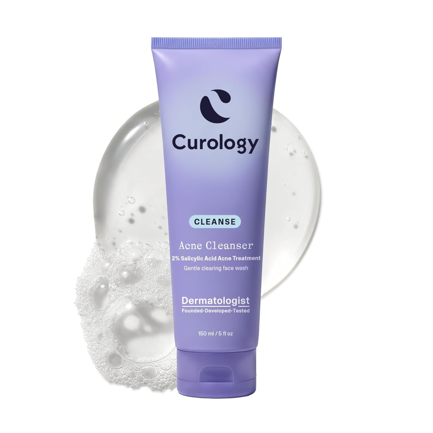 Curology 2% Salicylic Acid Face Wash, Acne Cleanser with Niacinamide 150ml | Gentle exfoliating gel, unclogs pores and reduces breakouts, fragrance free, dermatologist tested vegan and cruelty free